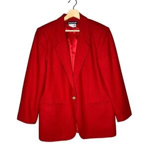 Vintage Savannah 100% Pure Wool Blazer Red Gold Hardware Size 14p